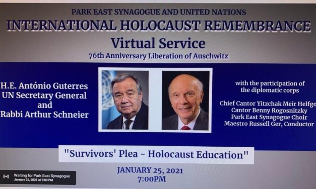 Participarea Reprezentantului Permanent al României la ONU, Ambasadorul Ion I. Jinga, la ceremonia de comemorare a Holocaustului, organizată de Sinagoga Park East din New York
